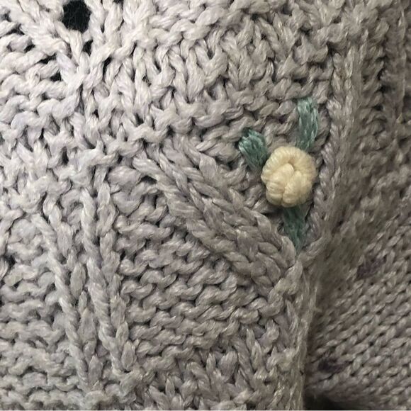 Vintage 90s Floral 3D Textured Sweater Violet Size Small - Picture 6 of 10